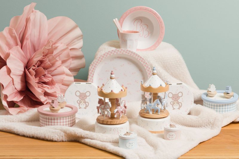 Tannboks mus blå/rosa